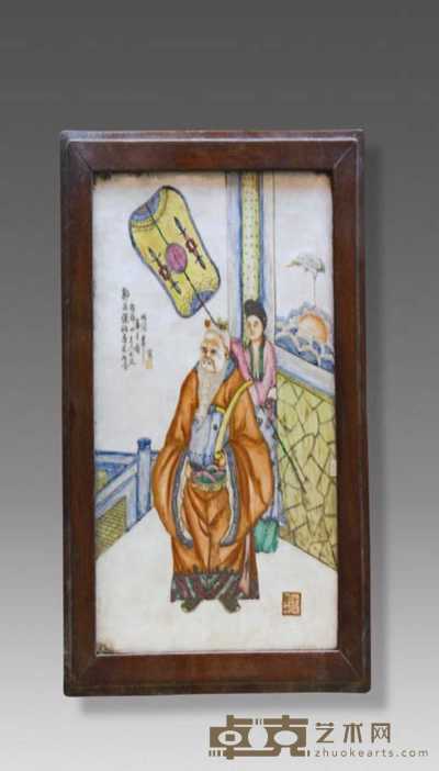 民国 粉彩人物瓷板 38×25cm